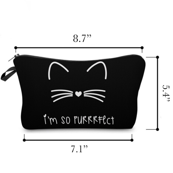 Black Cat Cosmetic Makeup Toiletry Bag Clutch - Picture 13 of 13